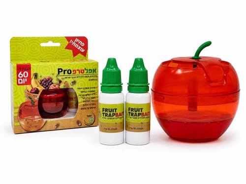 אפל טרפ PRO – מלכודת תפוח ללכידת זבובי פירות וברחשים כולל 2 בקבוקי פיתיון לעד 60 ימי שימוש