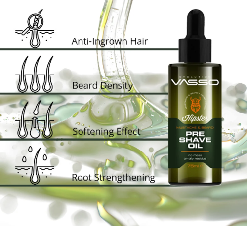 שמן טרום־גילוח לעור רגיש Pre-Shave Oil ‏75 מ״ל VASSO