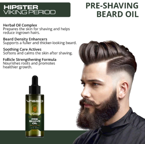 שמן טרום־גילוח לעור רגיש Pre-Shave Oil ‏75 מ״ל VASSO