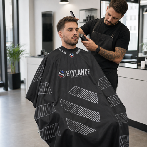 חלוק תספורת מקצועית פסים גאומטריים STYLANCE דגם P189