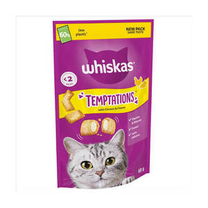 וויסקס טמפטיישן עוף גבינה 60 גרם - Whiskas Temptations 
