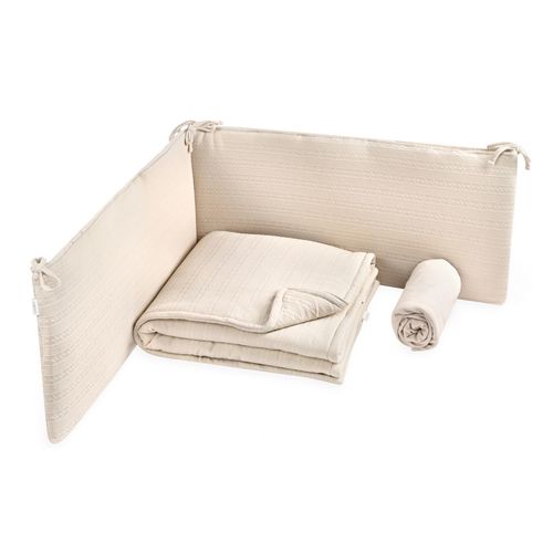 סט מצעים למיטת תינוק ג'קארד ג'רזי בז' Laura