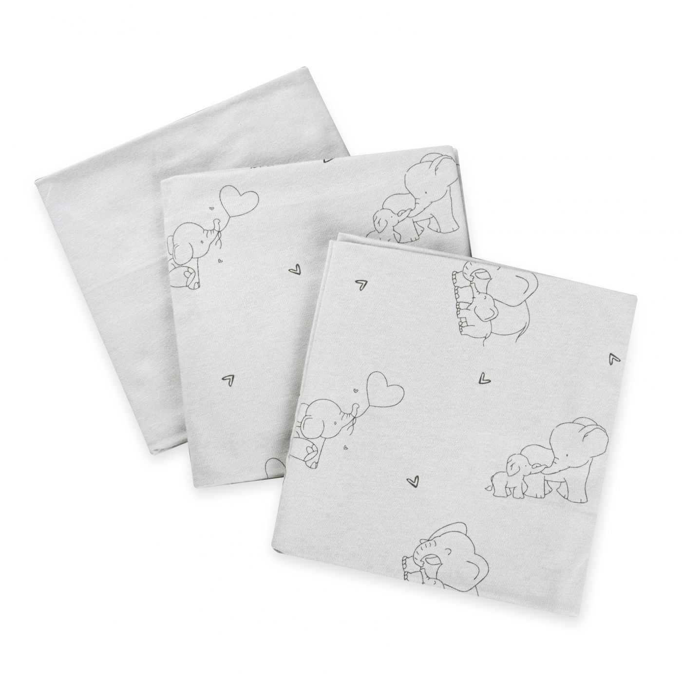 שלישיית חיתולי טריקו 70×70 ס"מ Laura Elephant 