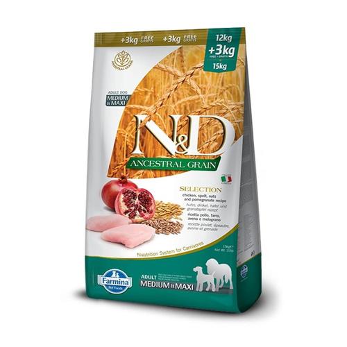 N&D אנסט מופחת דגנים עוף בוגר בינוני 15 ק