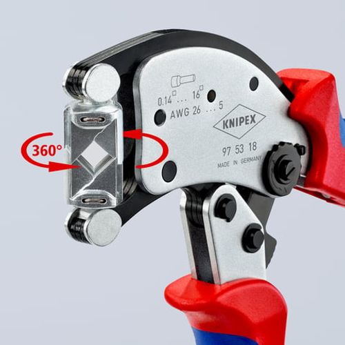KNIPEX Twistor16® 97 53 18 | לוחץ סופיות אוטומטי עם ראש מסתובב