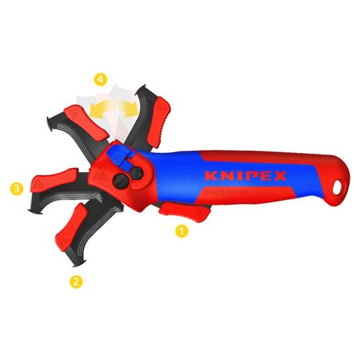 סכין קילוף כבלים KNIPEX עם נעל מובילה ומנגנון ראצ׳ט – 16 50 145 SB