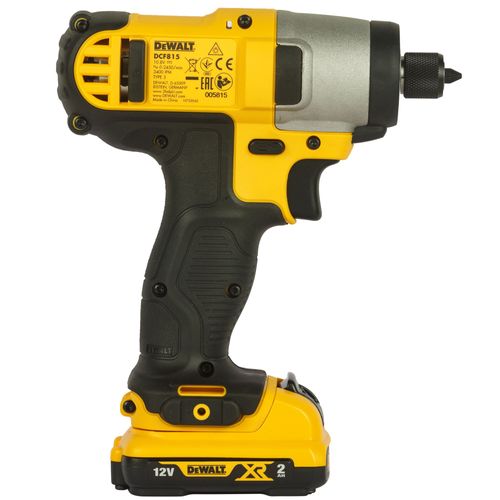 מברגת אימפקט נטענת DEWALT DCF815D2 10.8V XR - גוף קומפקטי צהוב שחור עם שתי סוללות 2 אמפר ומטען, לעבודות הרכבה ותחזוקה