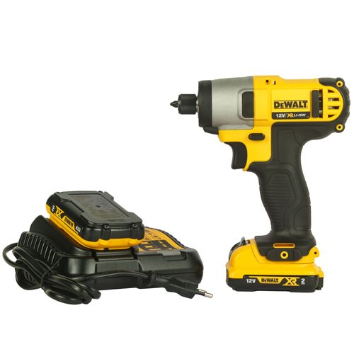 מברגת אימפקט נטענת DEWALT DCF815D2 10.8V XR - גוף קומפקטי צהוב שחור עם שתי סוללות 2 אמפר ומטען, לעבודות הרכבה ותחזוקה