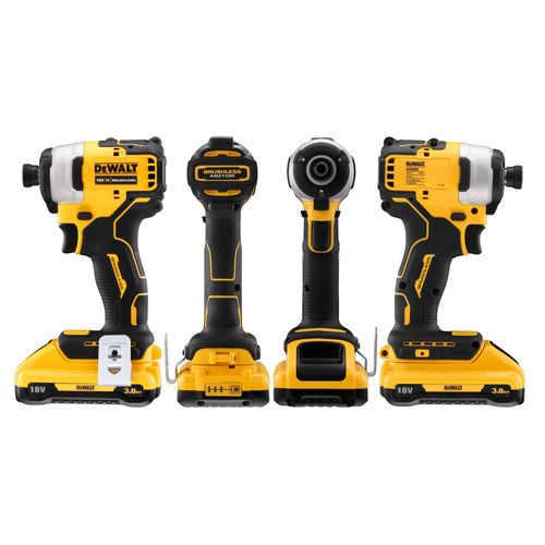 מברגת אימפקט נטענת DEWALT DCF809L2T 18V XR - גוף קצר צהוב שחור עם טבעת תאורת LED, שתי סוללות 3 אמפר ומזוודת TSTAK