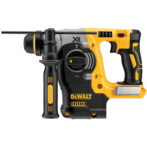 פטישון נטען DEWALT DCH273N 18V XR גוף בלבד - גוף צהוב שחור עם תפסן SDS-Plus, ידית צד ומגביל עומק לקידוח בבטון