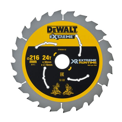 להב מסור עגול לעץ DEWALT DT99568 EXTREME Runtime - קוטר 216 מ