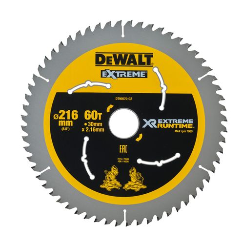 להב מסור עגול לעץ DEWALT DT99570 EXTREME Runtime - קוטר 216 מ