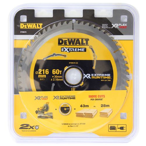 להב מסור עגול לעץ DEWALT DT99570 EXTREME Runtime - קוטר 216 מ