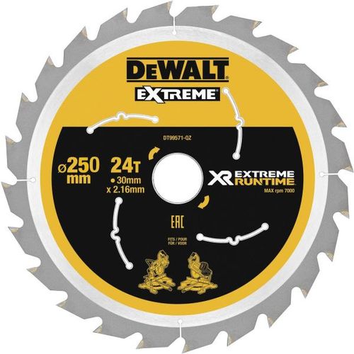להב מסור עגול לעץ DEWALT DT99571 EXTREME Runtime - קוטר 250 מ