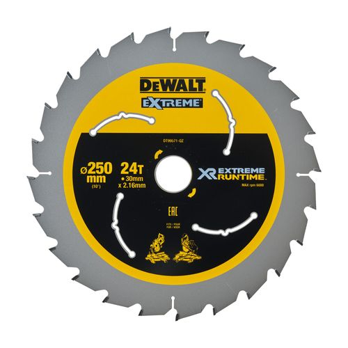 להב מסור עגול לעץ DEWALT DT99571 EXTREME Runtime - קוטר 250 מ