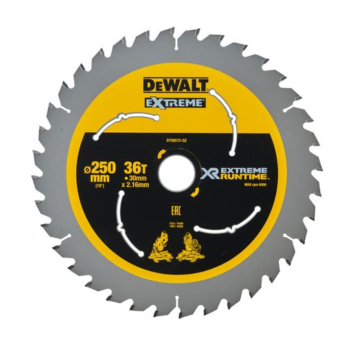 להב מסור עגול לעץ DEWALT DT99572 EXTREME Runtime - קוטר 250 מ