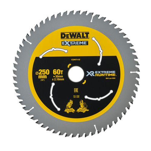 להב מסור עגול לעץ DEWALT DT99573 EXTREME Runtime - קוטר 250 מ