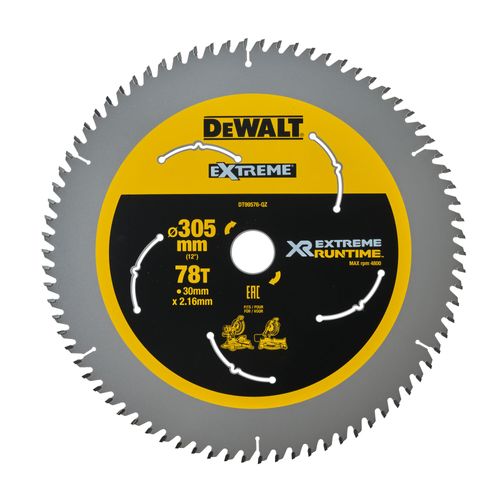 להב מסור עגול לעץ DEWALT DT99576 EXTREME Runtime - קוטר 305 מ