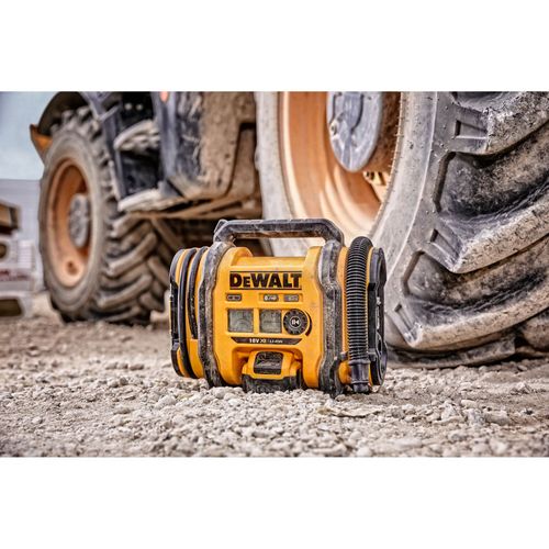 מדחס אוויר נטען DEWALT DCC018N 18V - לחץ עד 11 בר עם צג דיגיטלי, תאורת LED וצינור 75 ס