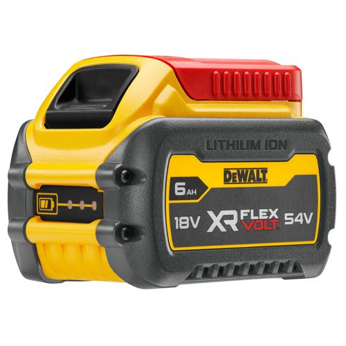 סוללת ליתיום נטענת DEWALT DCB546 XR FlexVolt 18V/54V - 6 אמפר עם מעבר מתח אוטומטי ומד טעינה 3 נורות LED