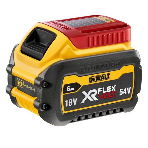 סוללת ליתיום נטענת DEWALT DCB546 XR FlexVolt 18V/54V - 6 אמפר עם מעבר מתח אוטומטי ומד טעינה 3 נורות LED