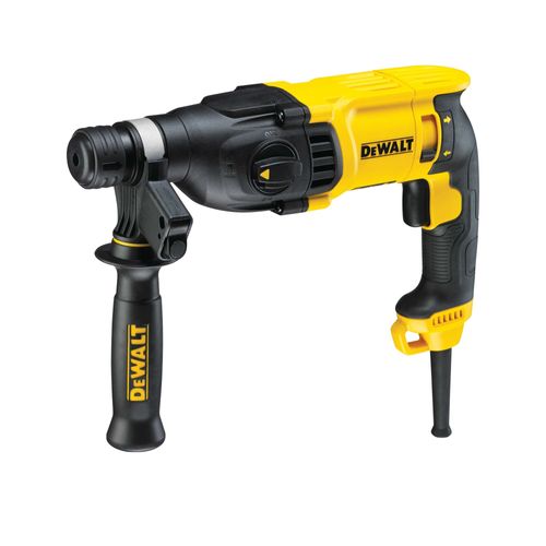 פטישון SDS-Plus DEWALT D25133K - הספק 800 וואט עם אנרגיית פגיעה 2.6 ג'אול, ידית צד ומגביל עומק במזוודה