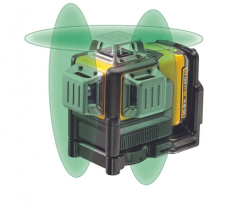 פלס לייזר ירוק DEWALT DCE089D1G - פלס נטען 12V עם 3 מעגלי לייזר 360 מעלות לסימון בחדר שלם