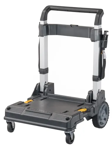 עגלה גבוהה למערכת TSTAK DEWALT D17888 - עגלת מתכת עם ידית טלסקופית, גלגלי אוויר ונעילות צד לארגזי כלים