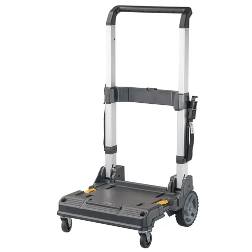 עגלה גבוהה למערכת TSTAK DEWALT D17888 - עגלת מתכת עם ידית טלסקופית, גלגלי אוויר ונעילות צד לארגזי כלים