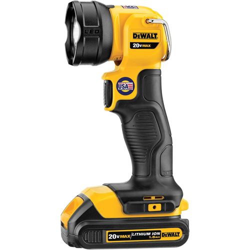 פנס עבודה נטען DEWALT DCL040 18V XR - גוף בלבד עם ראש מסתובב, מגנט לתלייה ותפסן חגורה להארת נקודת עבודה