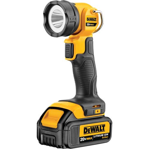 פנס עבודה נטען DEWALT DCL040 18V XR - גוף בלבד עם ראש מסתובב, מגנט לתלייה ותפסן חגורה להארת נקודת עבודה
