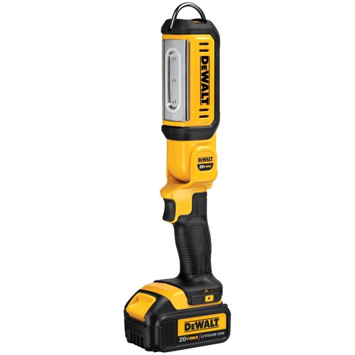 פנס עבודה נטען DEWALT DCL050N 18V XR - גוף בלבד עם ראש מפרקי בתשעה מצבים ווו תלייה מסתובב להארת שטח עבודה