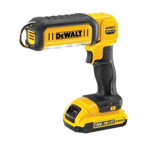 פנס עבודה נטען DEWALT DCL050N 18V XR - גוף בלבד עם ראש מפרקי בתשעה מצבים ווו תלייה מסתובב להארת שטח עבודה