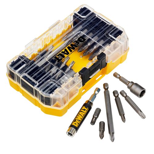 סט ביטים DEWALT DT70702 40 חלקים - מארז TOUGHCASE עם מכסה שקוף, ביטי פיליפס, פוזידרייב וטורקס, בוקסות ומוביל מגנטי