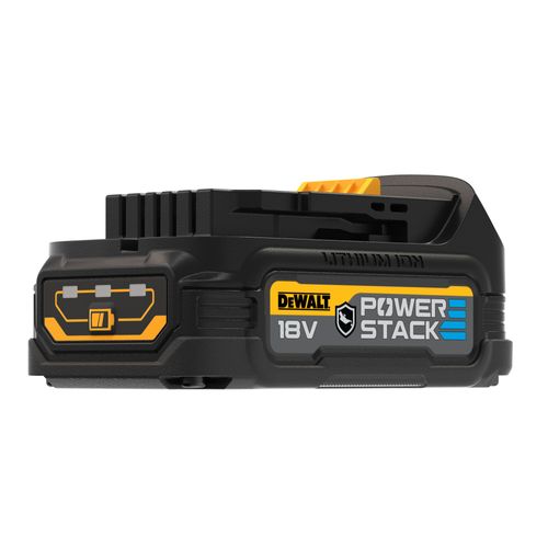 סוללת ליתיום נטענת DEWALT DCBP034G POWERSTACK 18V 1.7 אמפר - סוללה קומפקטית בתאי פאוץ' עם חיווי טעינה בשלוש נורות
