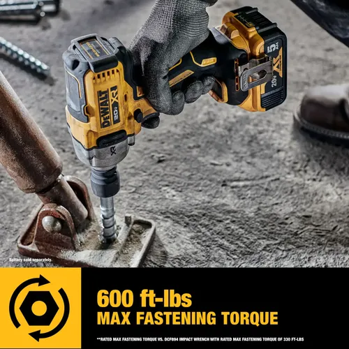 מפתח בוקסות נטען DEWALT DCF891P2 18V XR Mid Torque - ערכה עם שתי סוללות 5 אמפר, מטען ומזוודת נשיאה