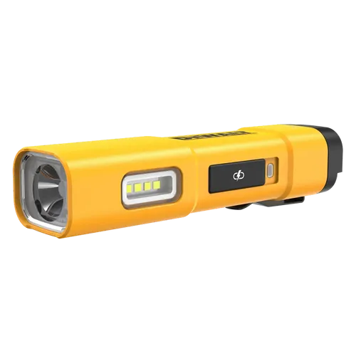 פנס נטען DEWALT DCL183 USB-C בגוף מתכת - פנס עם אלומה ראשית 1,000 לומן, תאורה צידית, מגנט ווו תלייה