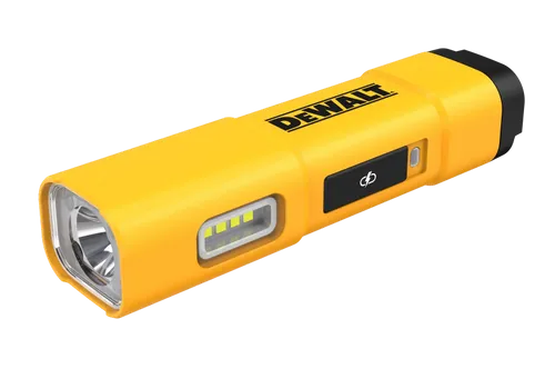 פנס נטען DEWALT DCL183 USB-C בגוף מתכת - פנס עם אלומה ראשית 1,000 לומן, תאורה צידית, מגנט ווו תלייה