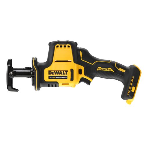 מסור חרב נטען תת-קומפקטי DEWALT DCS369N 18V XR - גוף בלבד לעבודה ביד אחת עם נעל נשענת ווו תלייה