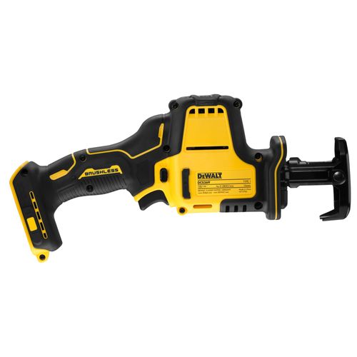 מסור חרב נטען תת-קומפקטי DEWALT DCS369N 18V XR - גוף בלבד לעבודה ביד אחת עם נעל נשענת ווו תלייה