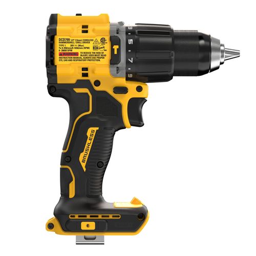 מברגה/מקדחה רוטטת נטענת DEWALT DCD799 20V MAX ATOMIC - גוף בלבד קומפקטי עם תפסנית מתכת 13 מ