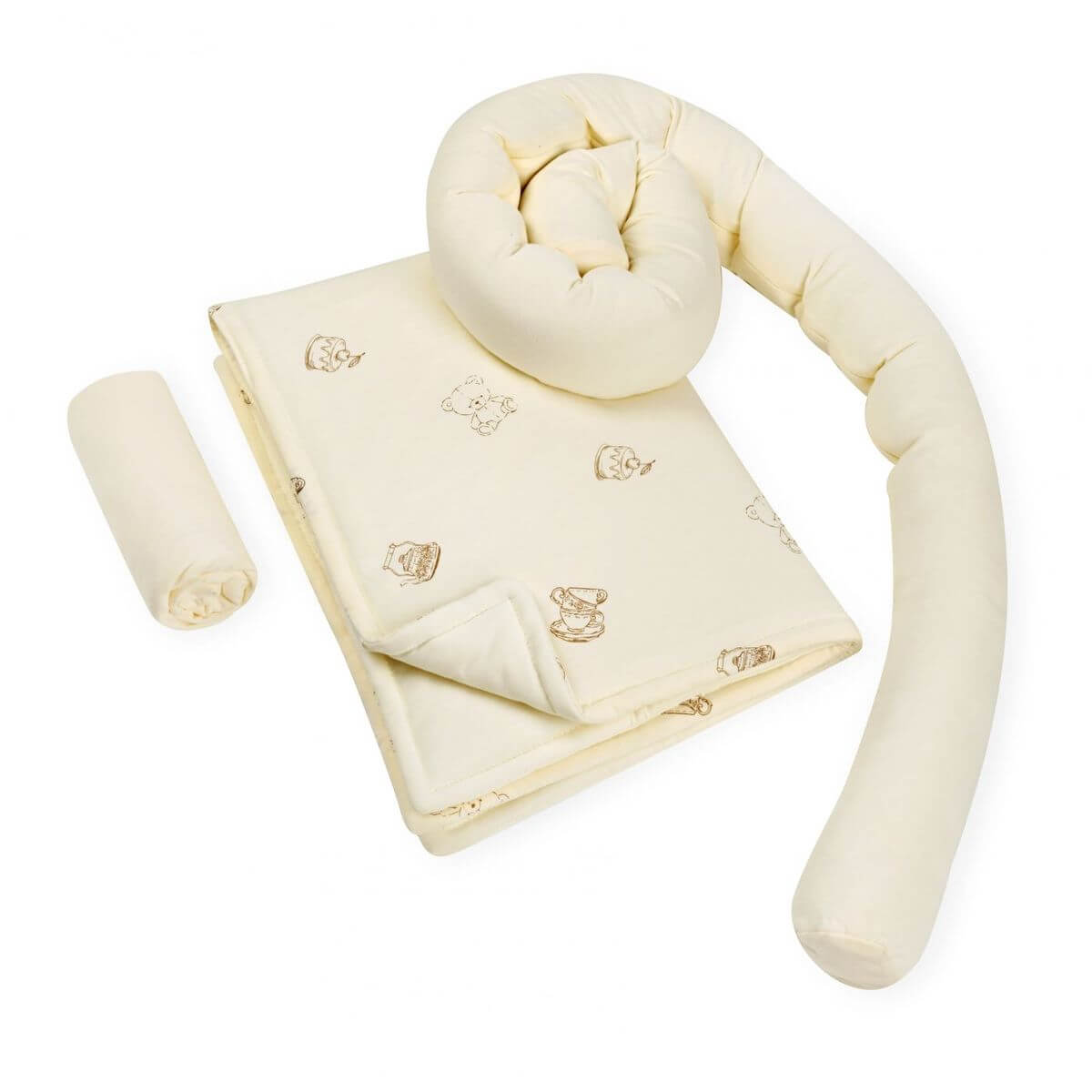 סט מצעים לעריסה עם כרית נחשוש Laura Teddy 