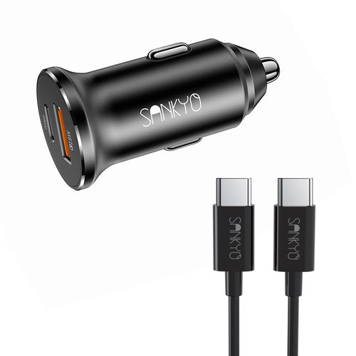 מטען מהיר לרכב 54W SANKYO עם יציאות USB-C ו-USB-A