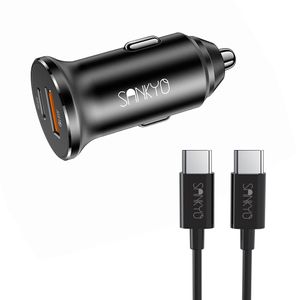 מטען מהיר לרכב 54W עם USB-C ו-USB-A כולל כבל – SANKYO