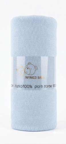 שמיכת קיץ קלה ואיכותית 100% כותנה אינפיניקו גודל 100X70 - תכלת