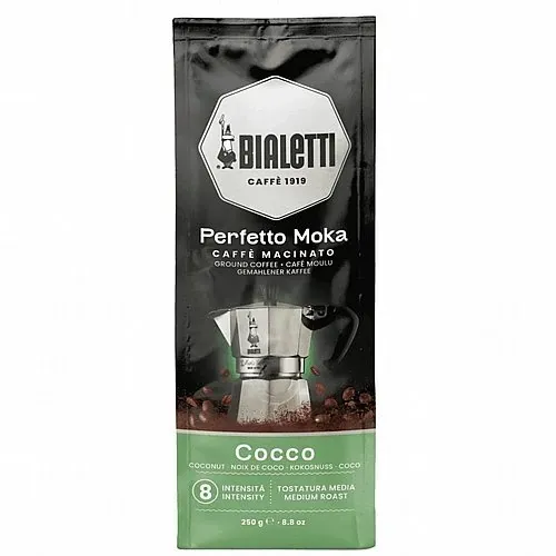 Bialetti Perfetto Moka Cocco 250g קפה טחון למקינטה בטעם קוקוס