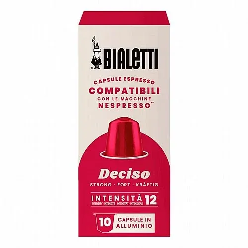 קפסולות קפה Bialetti Deciso תואמות Nespresso עוצמה 12 מארז 10 קפסולות