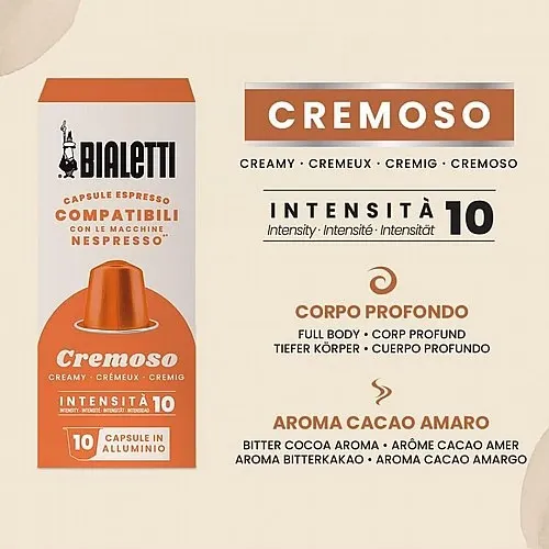 קפסולת אלומיניום כתומה Bialetti Cremoso תואמת Nespresso