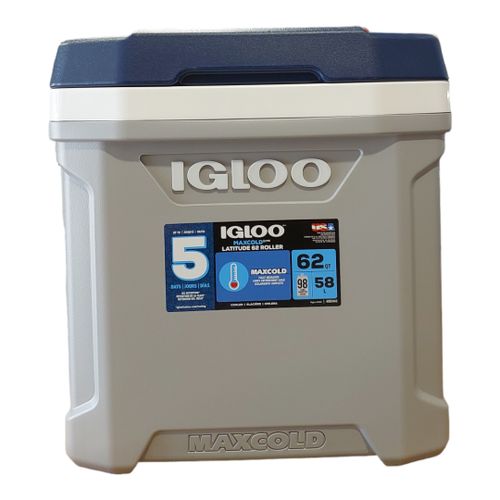 צידנית טרולי | צידנית קשיחה על גלגלים IGLOO MAXCOLD 58L שומרת קור עד 5 ימים. דגם חדיש 2024 תוצרת ארה