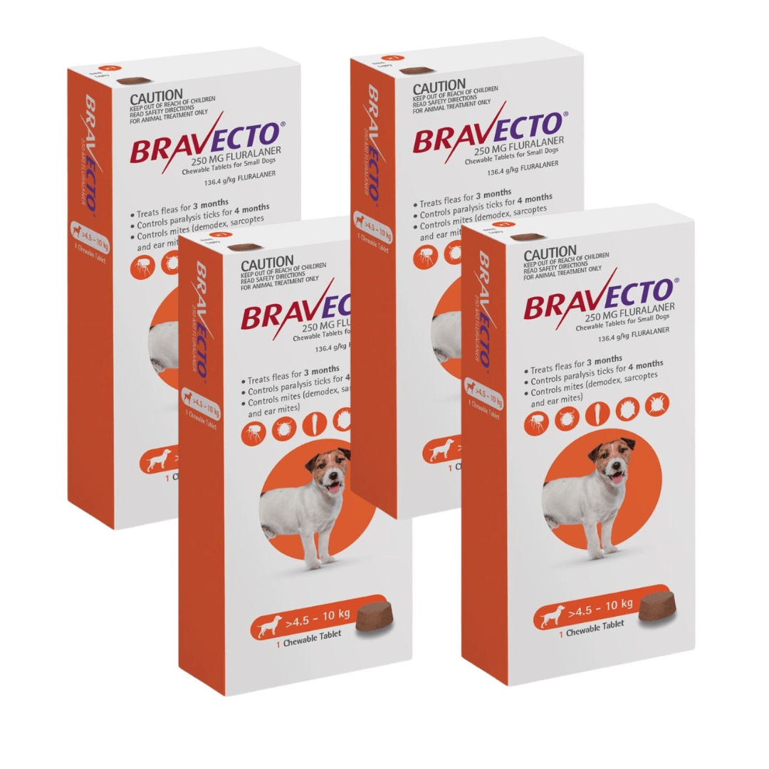 רביעייה ברבקטו כדור נגד פרעושים וקרציות 4.5-10 BRAVECTO תוקף 10/27